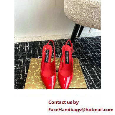 Dolce  &  Gabbana Heel 10cm Patent Leather Slingbacks Red 2024